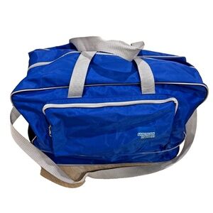 American Express Vintage Expandable Duffle/Gym Bag w/Handles/Shoulder Strap Blue